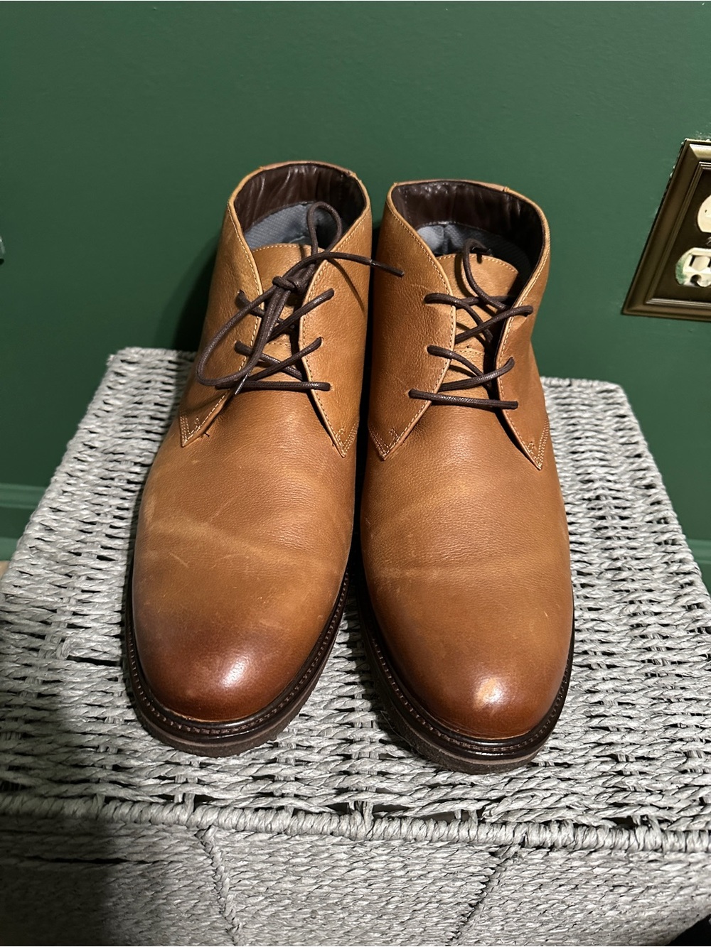Johnston Murphy Men's Tan Leather Chukka Boots - Classic Lace-Up size 13